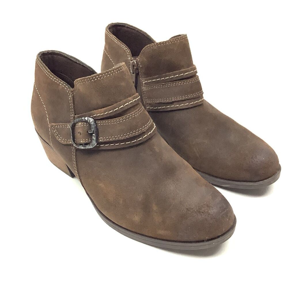 Clarks Charlten Bay Brown Suede Western Ankle Boots Women 7.5 M Boho Chic Cottag